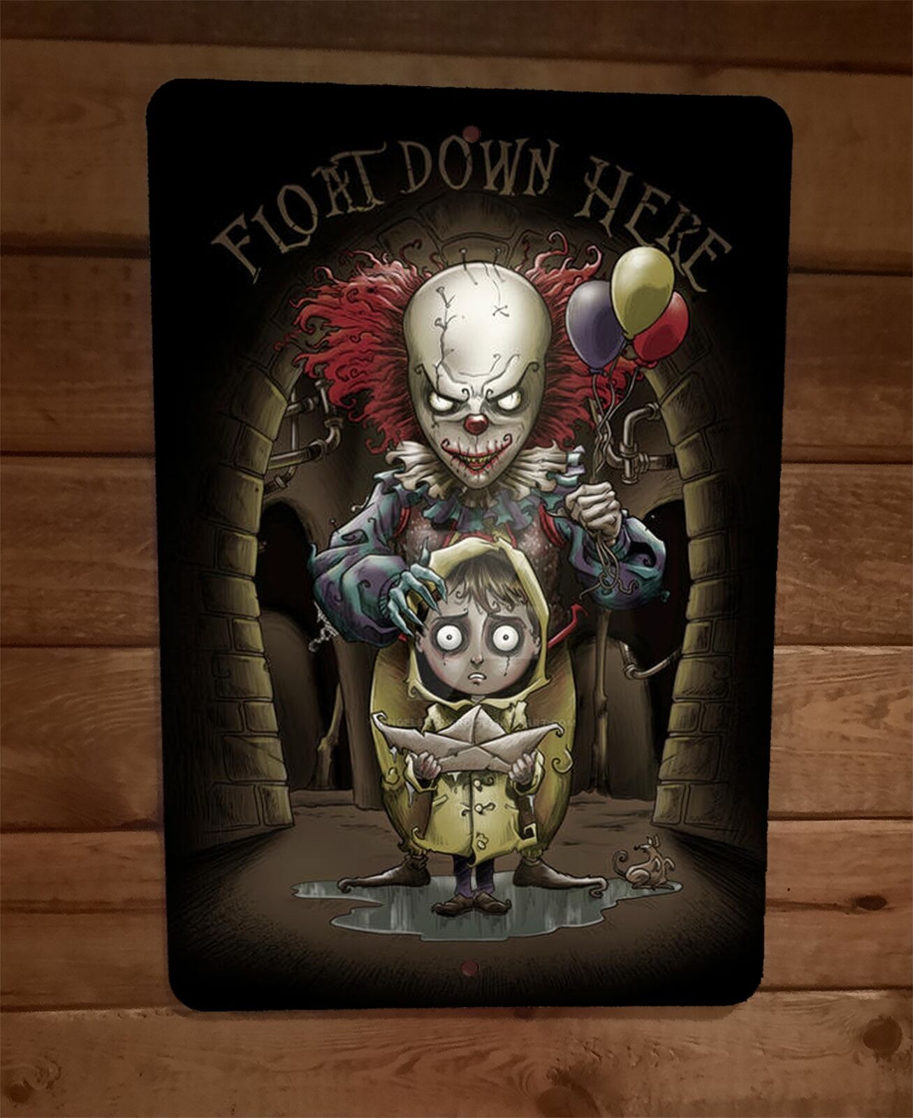 Float Down Here Horror Halloween Art 8x12 Metal Wall Sign