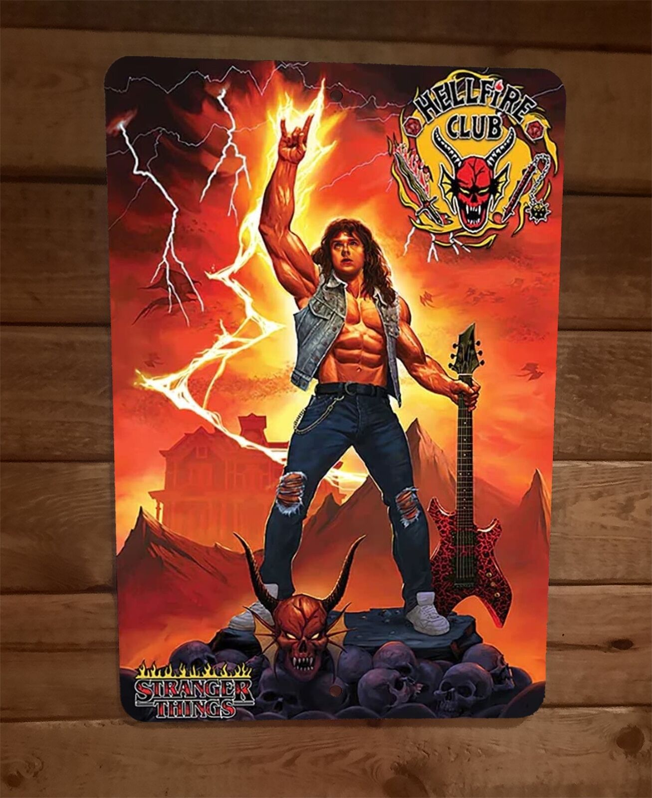 Hellfire Club Eddie Munson Rock God Stranger Things TV Show 8x12 Metal Wall Sign