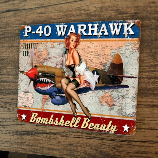 P-40 Warhawk Mouse Pad Bombshell Beauty