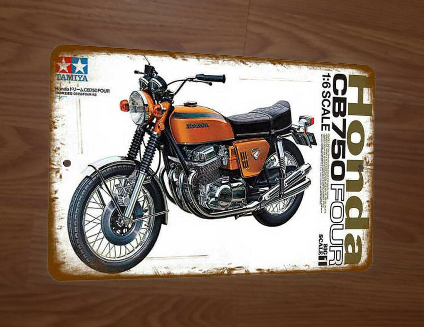 Vintage Honda CB750FOUR Model Motorcycle 8x12 Metal Wall Sign