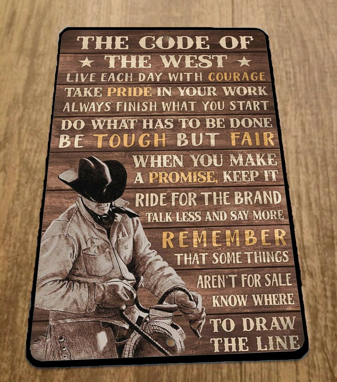 The Code of the West 8x12 Metal Wall Sign