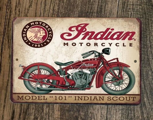 Scout Model 101 Indian Motorcycle 8x12 Metal Wall Garage Sign Poster