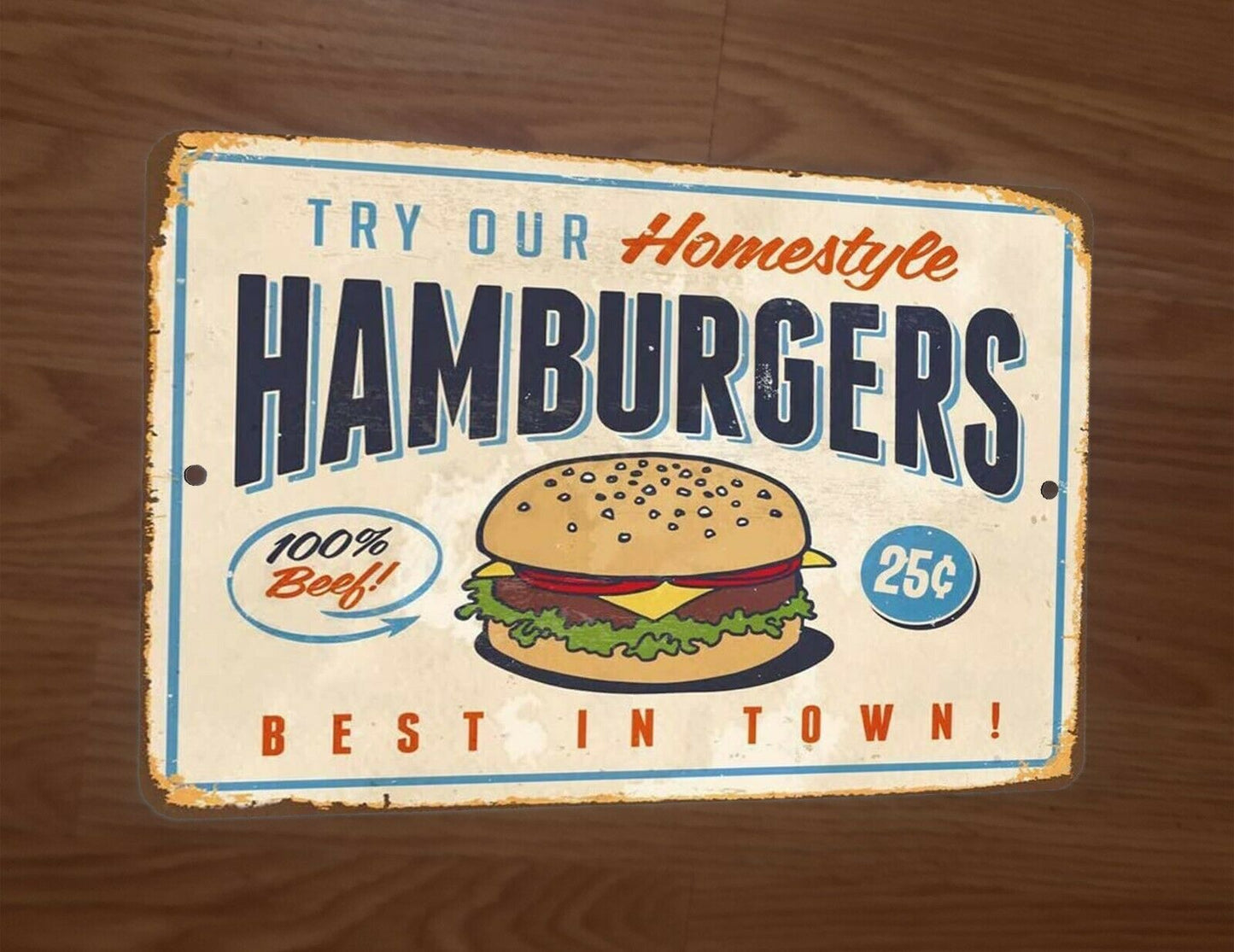 Try Our Homestyle Hamburgers Vintage Style Ad 8x12 Metal Wall Sign