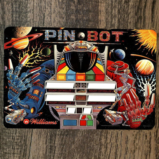 Pin Bot Arcade Video Game 8x12 Metal Wall Sign Poster