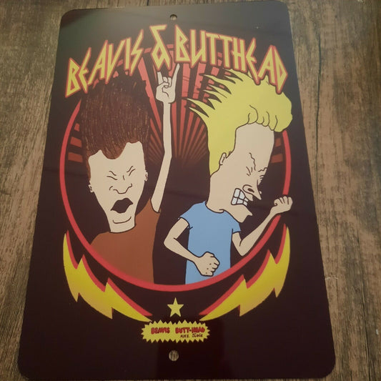 Beavis and Butthead Heradbanging Rock Music 8x12 Metal Wall Sign Comedy TV Show Cartoon Movie