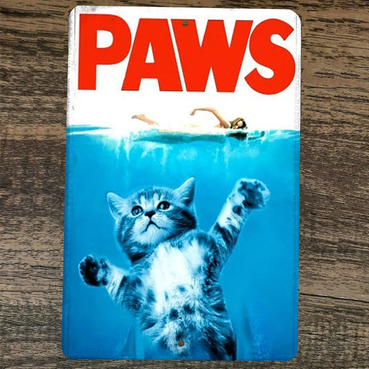 Paws Jaws Cat 8x12 Metal Wall Animal Sign