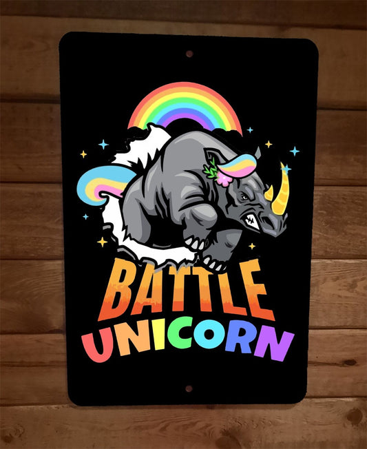 Battle Unicorn 8x12 Metal Wall Animal Sign