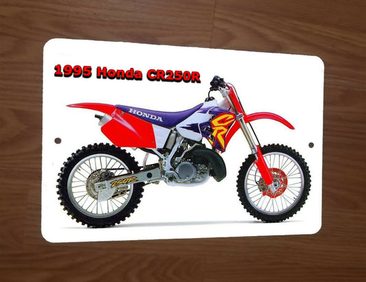 1995 Honda CR250R Dirt Bike Motocross Motorcycle Photo 8x12 Metal Wall Sign Garage Poster