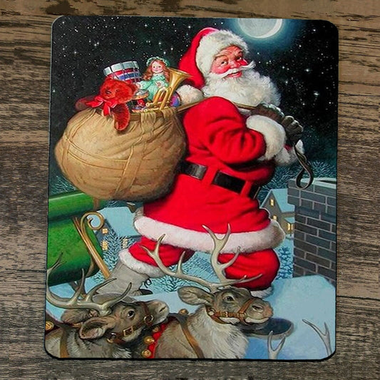 Mouse Pad Santa Clause on Roof With Toys Xmas Christmas