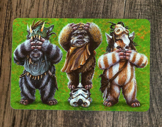 Star Wars See Hear Speak No Evil Ewoks 8x12 Metal Wall Sign Poster