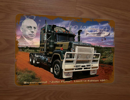 John Flynn Bicentennial Semi Truck Rig Artwork 8x12 Metal Wall Sign Military