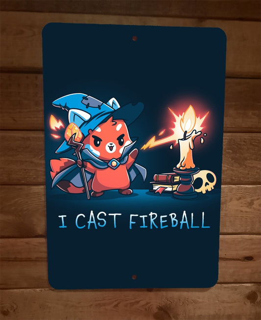 I Cast Fireball RPG Video Gamer Cat 8x12 Metal Wall Sign Poster