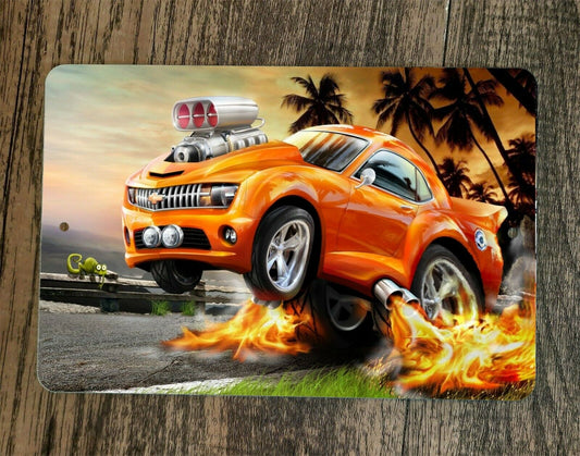 Orange Hot Rod Gasser Artwork 8x12 Metal Wall Car Sign Garage Poster