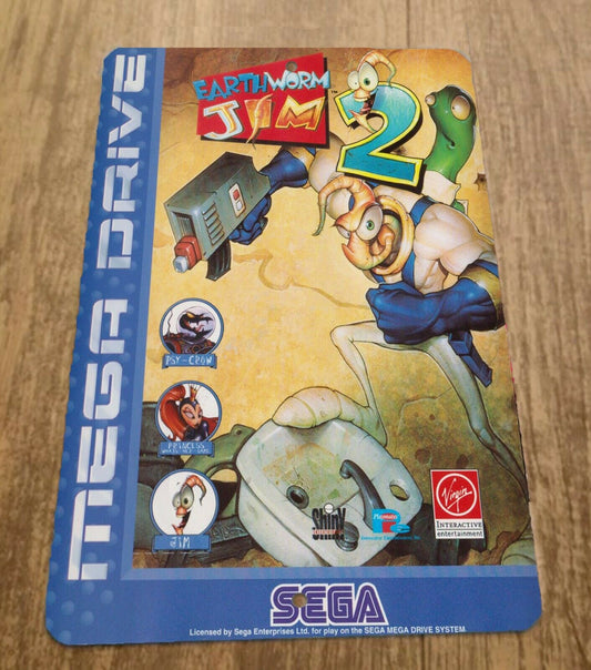 Earthworm Jim 2 Sega Mega Drive Box Cover 8x12 Metal Wall Sign Retro 80s Arcade Video Game
