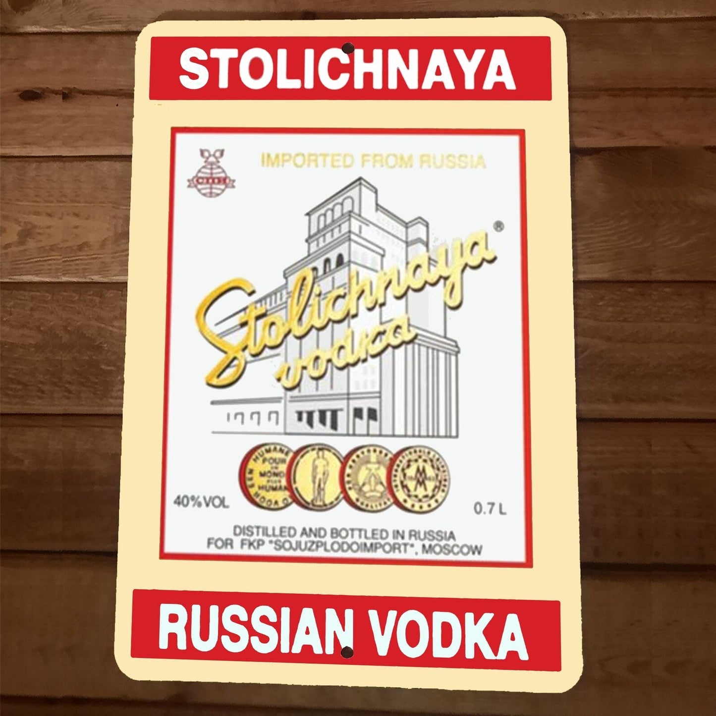 Stoli Stolichnaya Label Russian Vodka 8x12 Metal Wall Sign Bar Poster