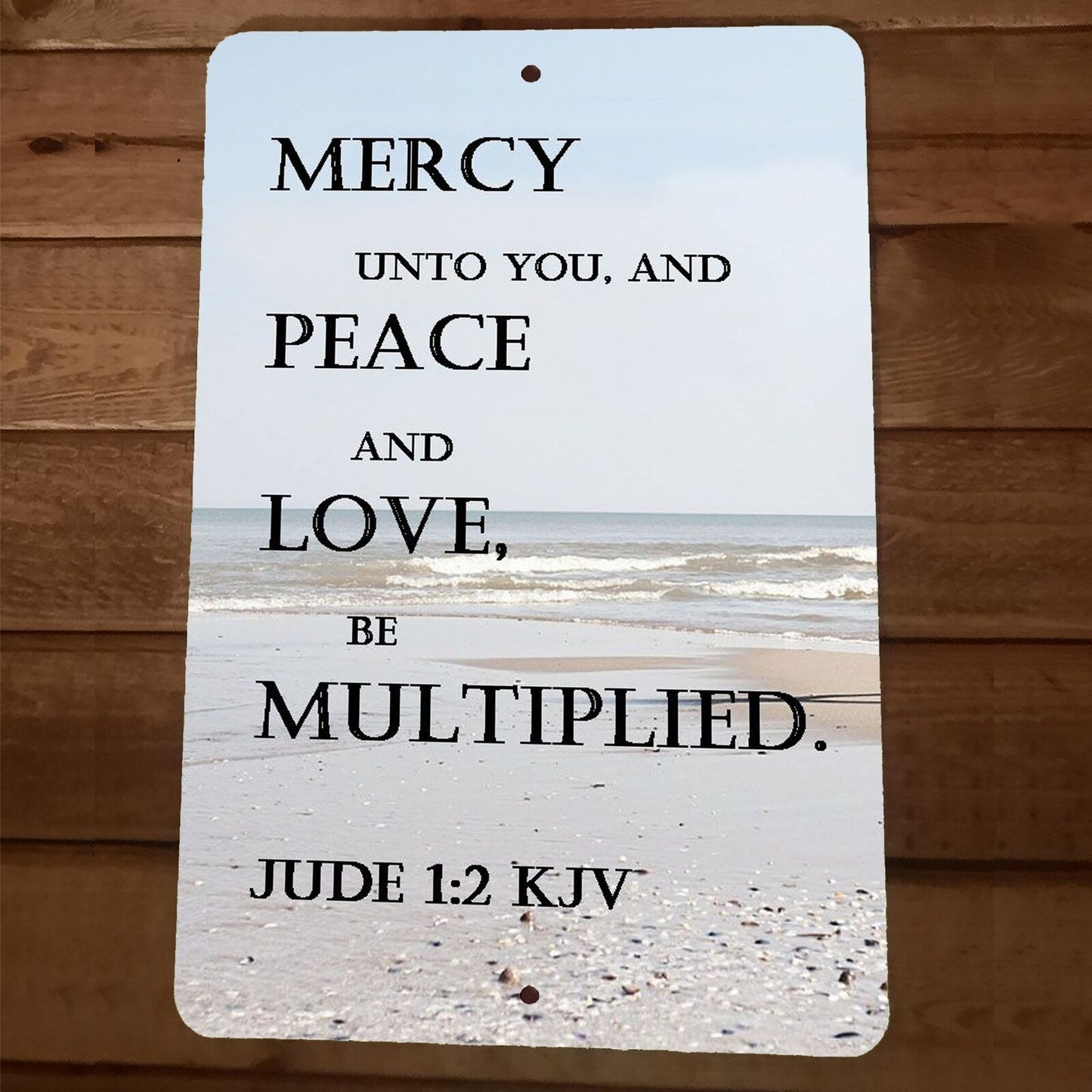 Jude 1:2 Bible Verse Mercy Unto You Peace Love Multiplied 8x12 Metal Wall Sign