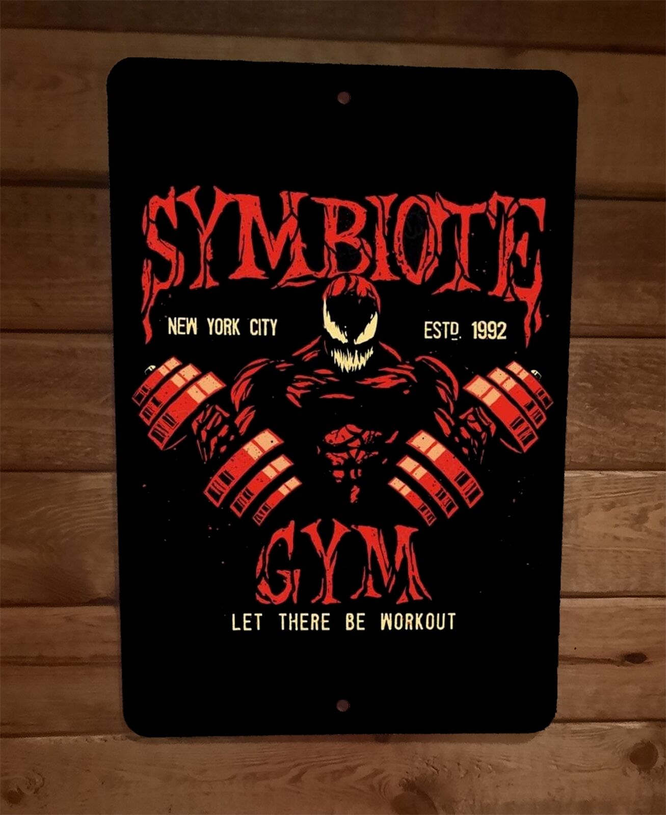 Symbiote Gym Venom Let There Be Workout 8x12 Metal Wall Sign Poster