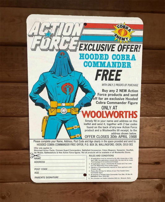 Action Force GI Joe Cobra Commander Woolworths Toy Ad 8x12 Metal Wall Sign