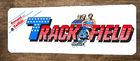 Track and Field Arcade 4x12 Metal Wall Video Game Marquee Banner Sign