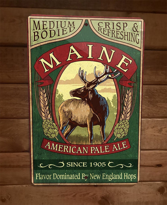 Maine Moose American Pale Ale Beer 8x12 Metal Wall Bar Sign Poster