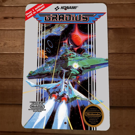 Gradius NES Box Cover 8x12 Metal Wall Video Game Sign Poster