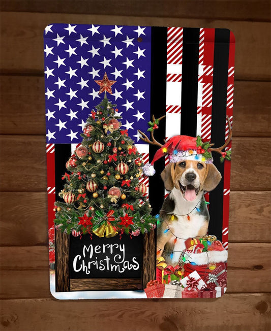 Merry Christmas Beagle Dog Xmas 8x12 Metal Wall Sign Animal Poster #3