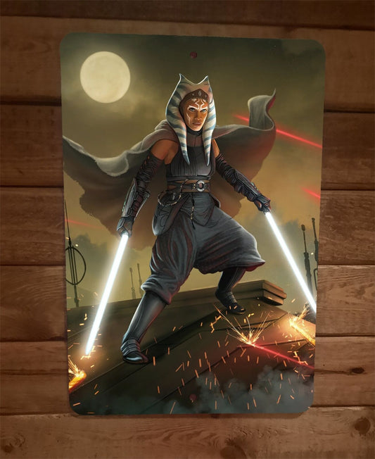 Star Wars Jedi Ashoka Tano Artwork 8x12 Metal Wall Sign Poster