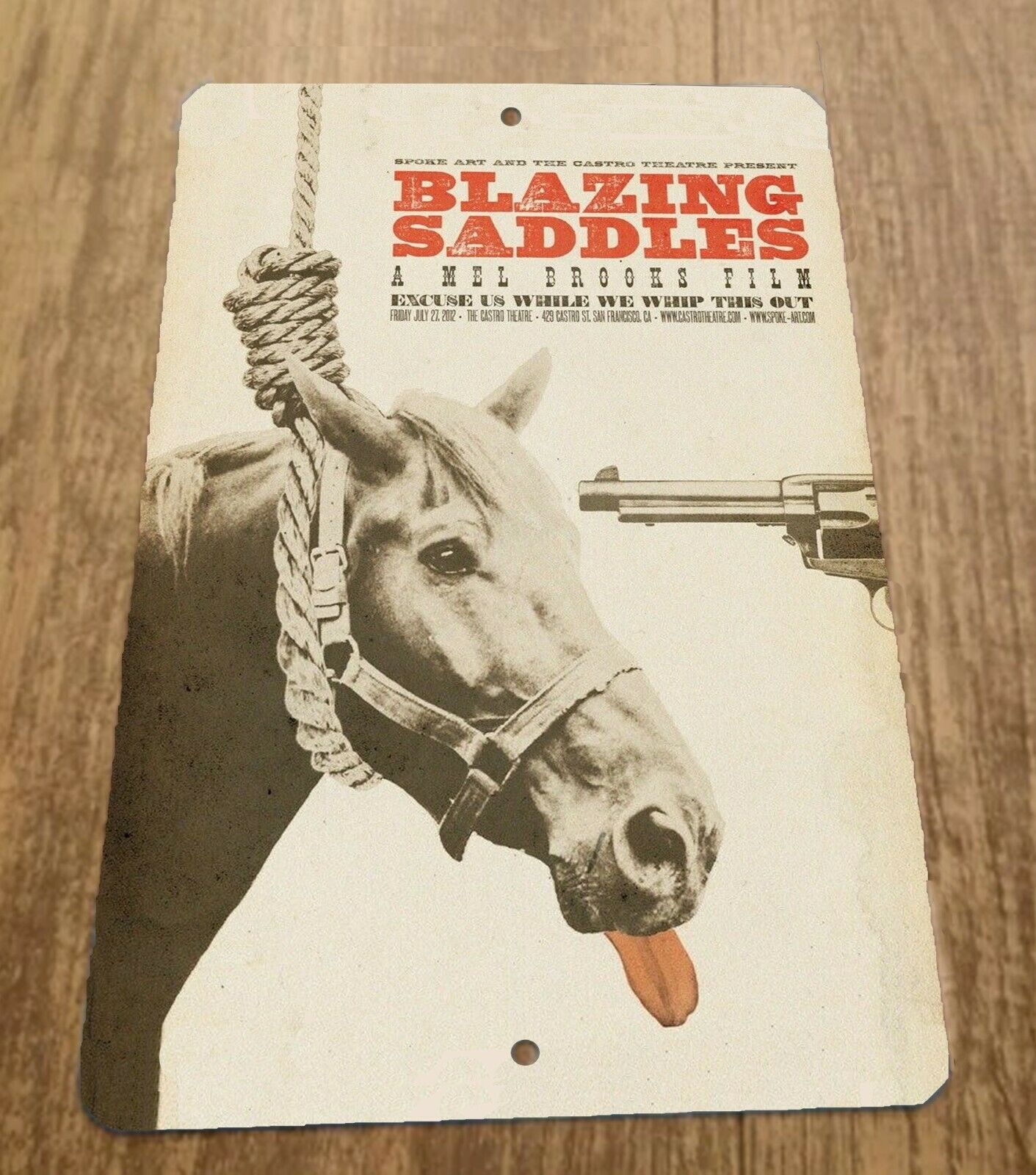Blazing Saddles Horse Gun 8x12 Metal Wall  Sign Comedy Movie Poster