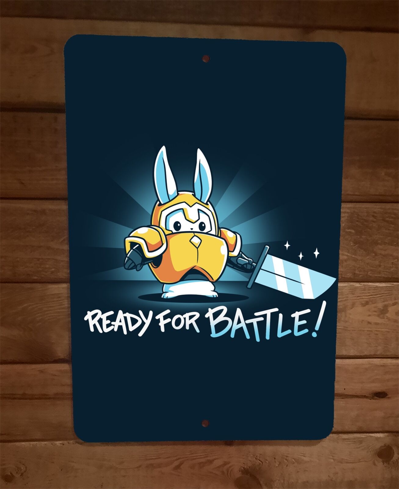 Ready For Battle Video Gamer Rabbit Huge Sword 8x12 Metal Wall Sign Poster