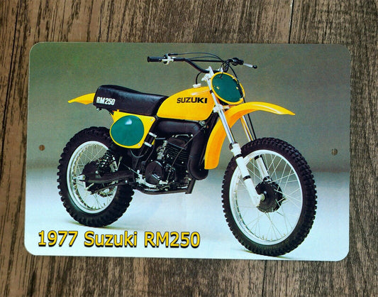 1977 Suzuki RM250 8x12 Metal Wall Sign Motocross Dirt Bike Motorcycle