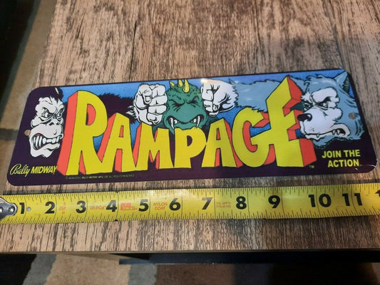 Rampage Classic Arcade Video Game Marquee Banner 4x12 Metal Wall Sign Retro 80s