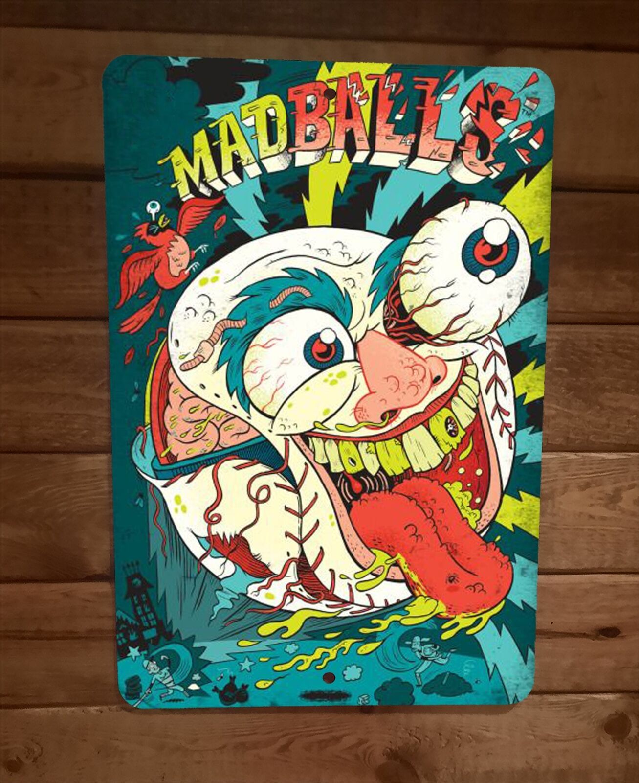 Screamin Meanie Madballs Artwork Retro 80s 8x12 Metal Wall Sign