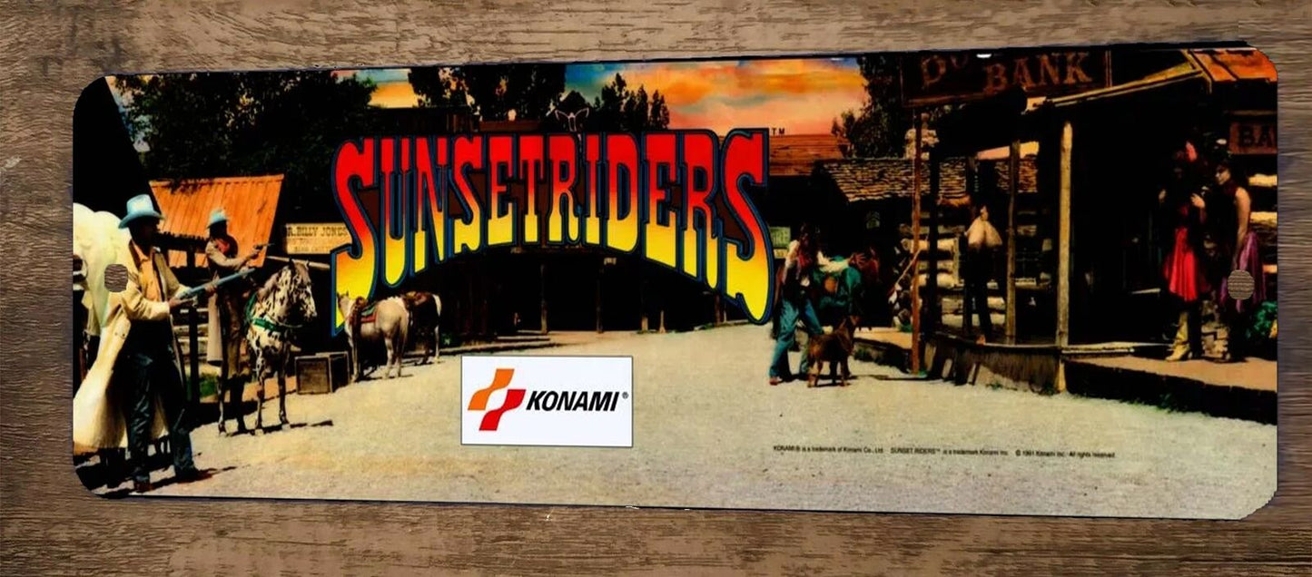 Sunset Riders Arcade Video Game 4x12 Metal Wall Sign Marquee Banner Poster