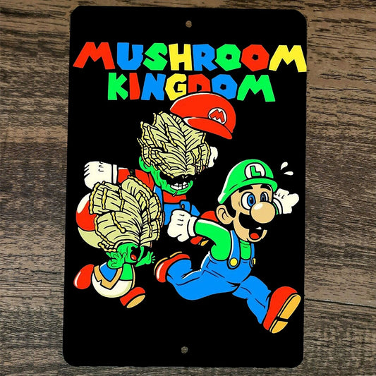 Mushroom Kingdom 8x12 Metal Wall Video Game Sign Mario Luigi Toad