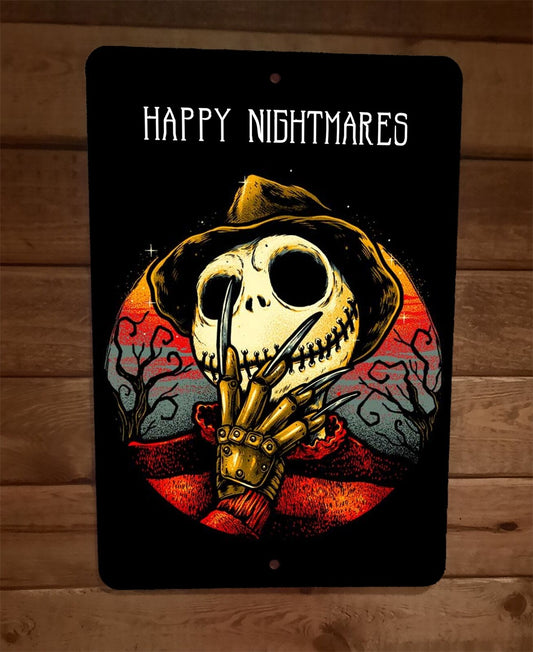 Happy Nightmares Jack Freddy Skelington 8x12 Metal Wall Sign Elm Street Xmas