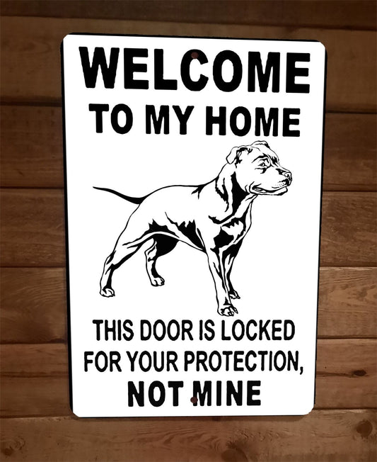 Door is Locked for Your Protection Staffordshire Bulldog 8x12 Wall Animal Sign