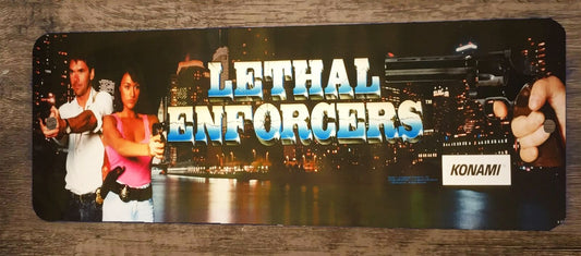 Lethal Enforcers Arcade 4x12 Metal Wall Video Game Marquee Banner Sign