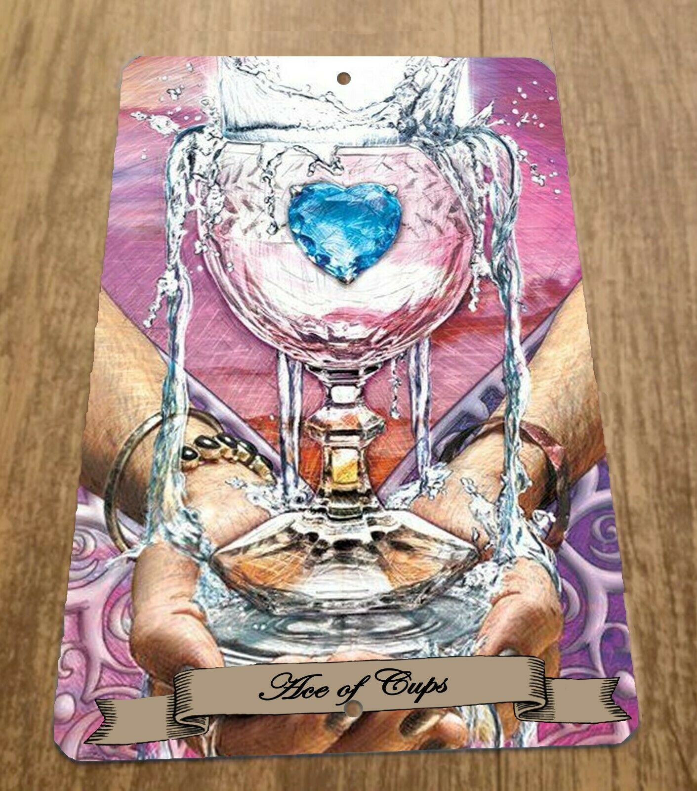 Ace of Cups Tarot Card Artwork 8x12 Metal Wall Sign Spiritual