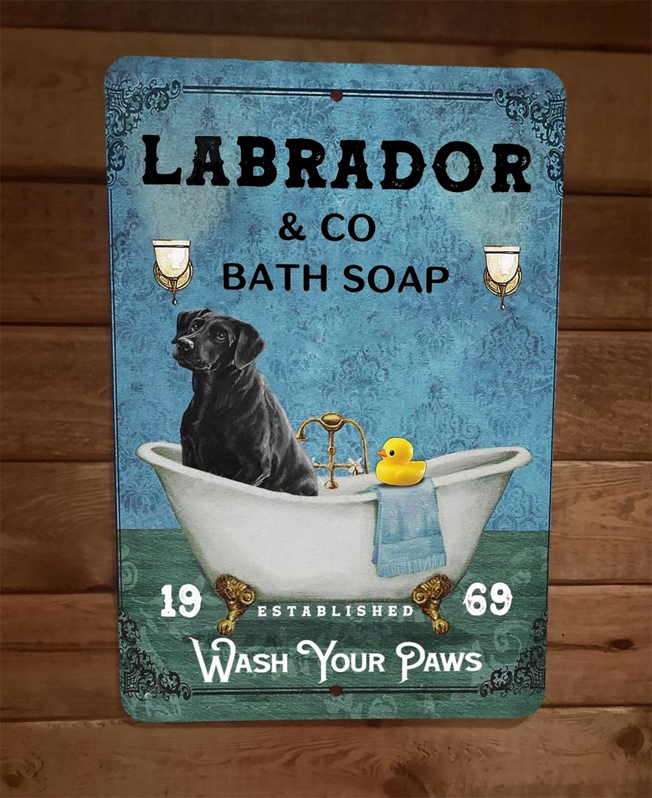 Labrador Dog Bath Soap 8x12 Metal Wall Sign Animal Poster