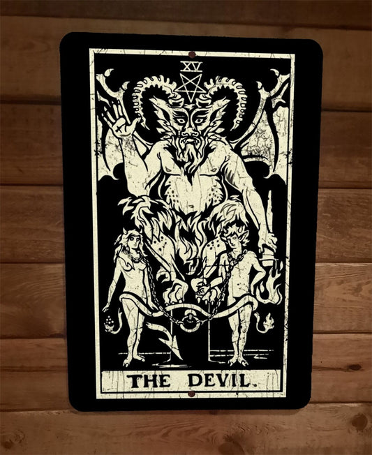 The Black Devil Tarot Card 8x12 Metal Wall Sign