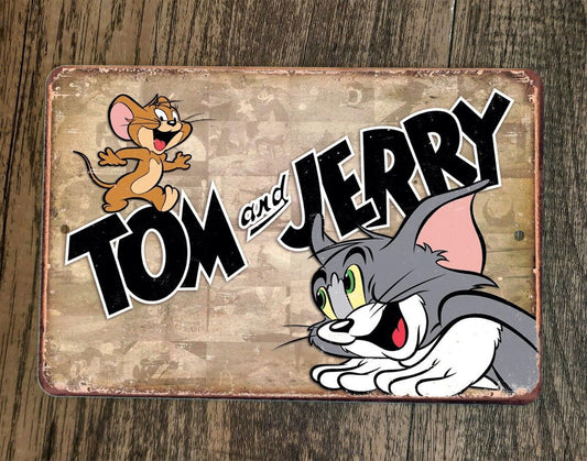 Tom and Jerry Vintage Look Classic Cartoon 8x12 Metal Wall Sign Poster