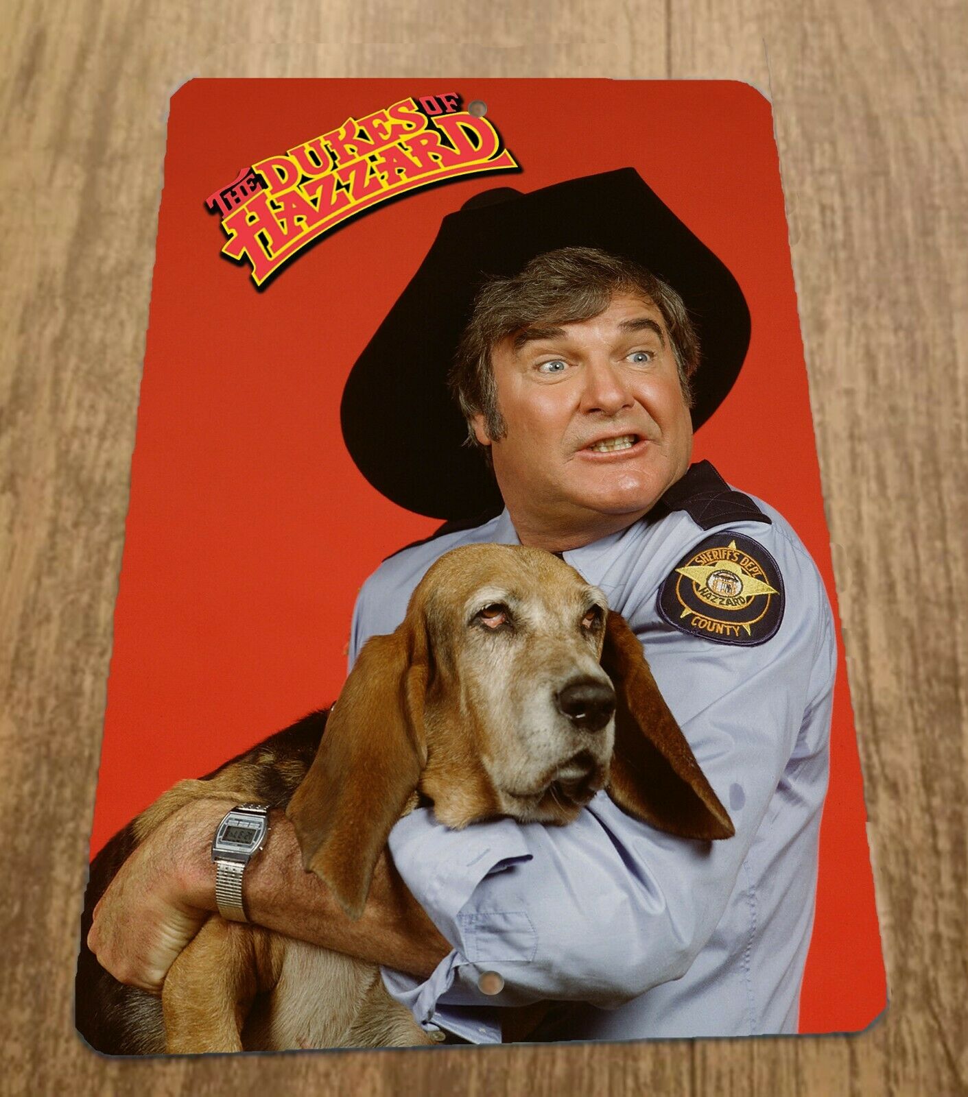 Dukes of Hazzard Sheriff Rosco and dog Flash 8x12 Metal Wall TV Movie Sign