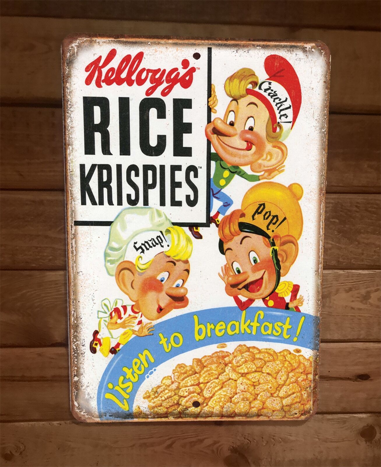 Vintage Look Kelloggs Rice Krispies 8x12 Metal Wall Sign Poster