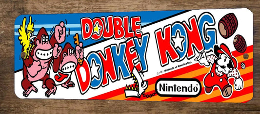 Double Donkey Kong Arcade 4x12 Metal Wall Video Game Marquee Banner Sign