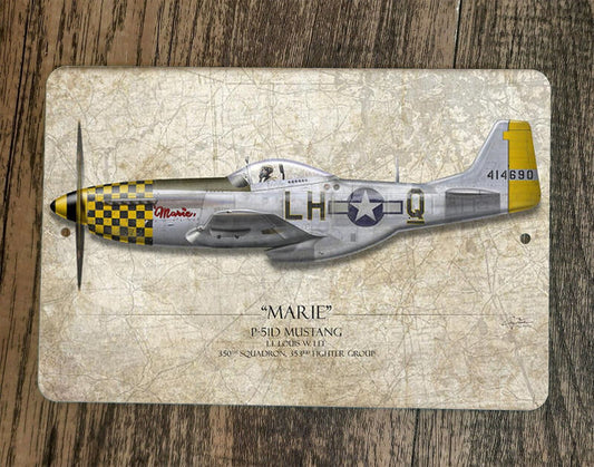 Marie P-51D Mustang Military Jet Plane 8x12 Metal Wall Sign Poster