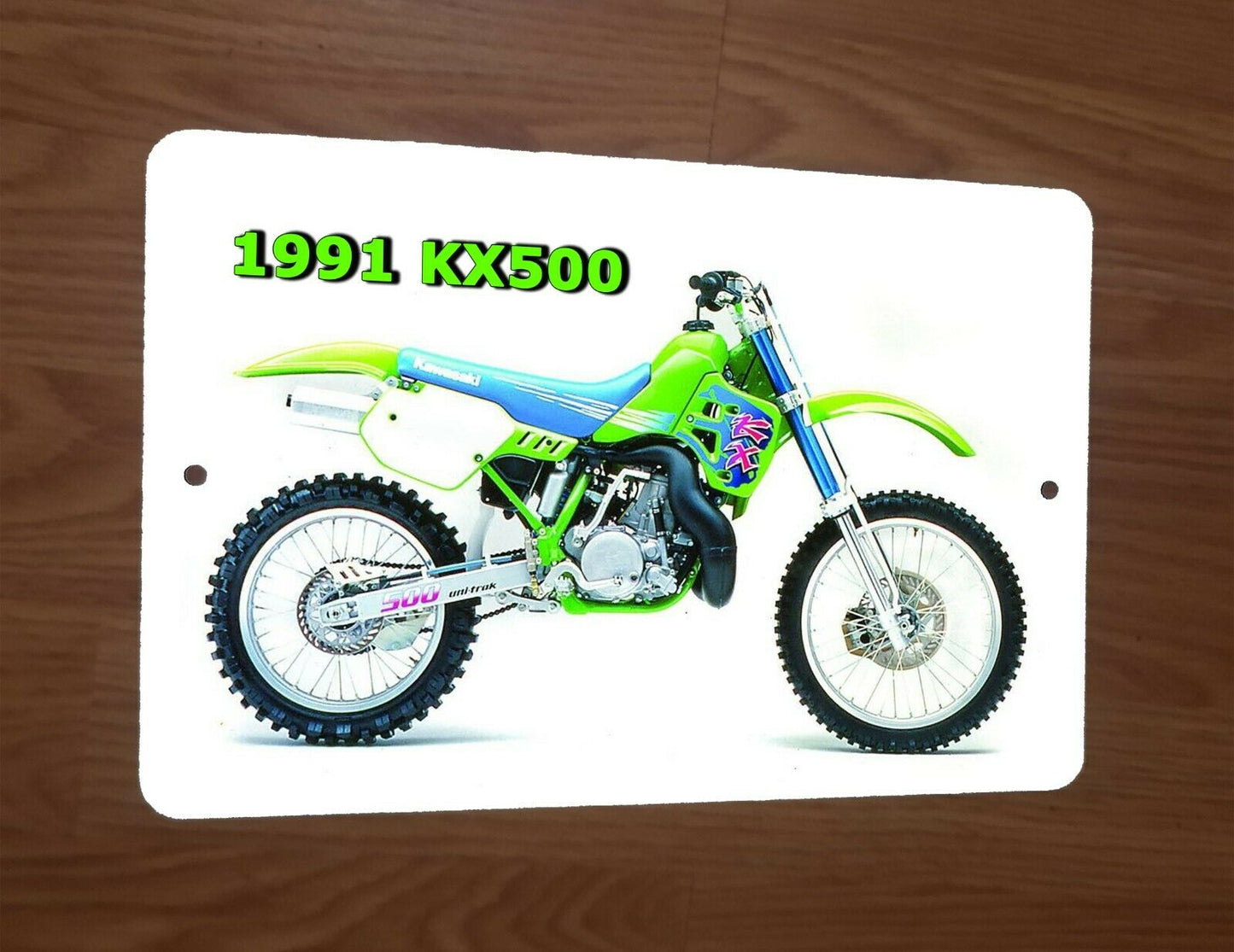 1991 Kawasaki KX500 Motocross Motorcycle Dirt Bike Photo 8x12 Metal Wall Sign Garage Poster