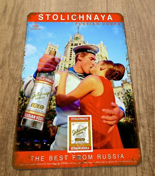 Stolichnaya Vodka Ad The Best From Russia 8x12 Metal Wall Bar Sign