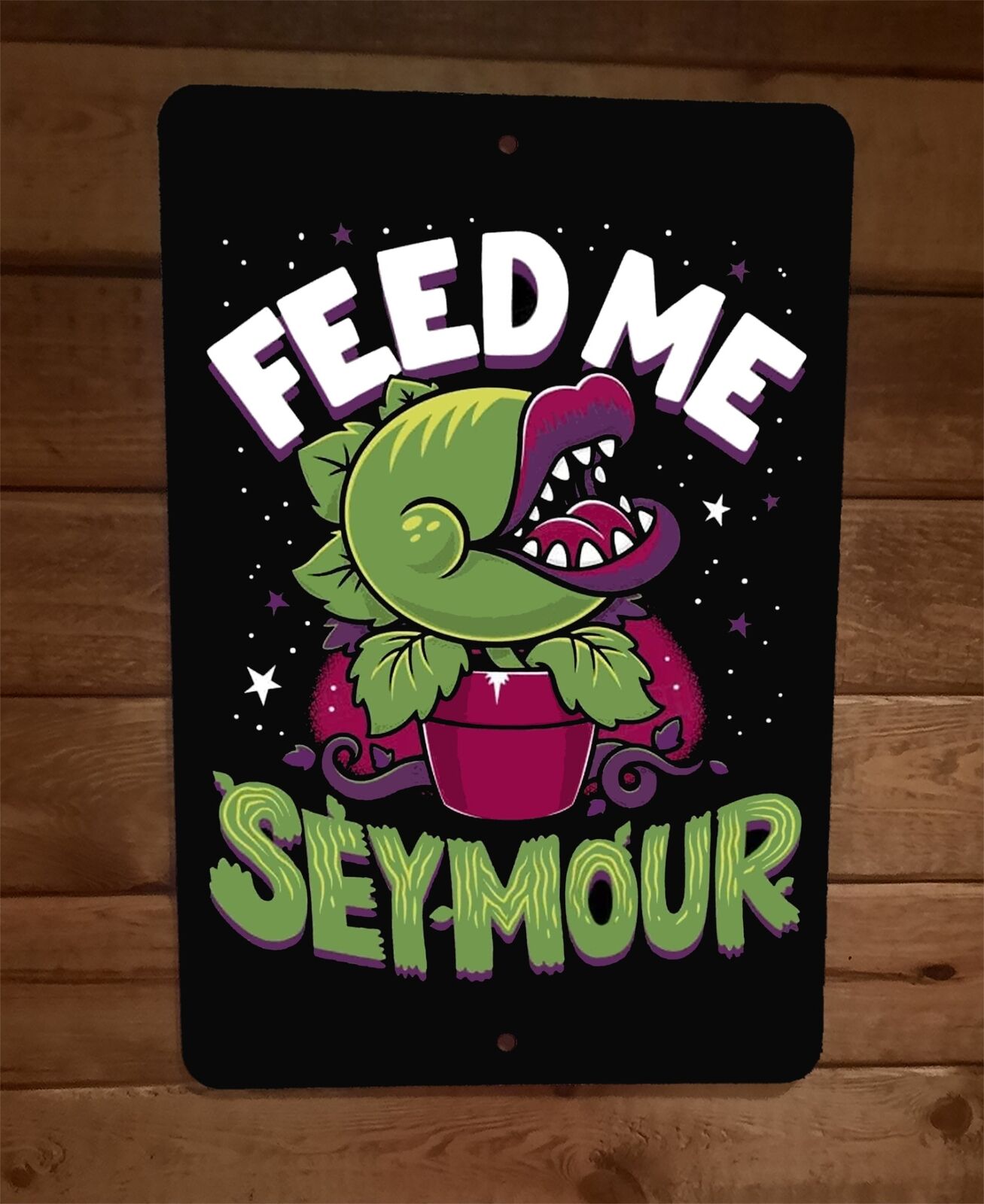 Feed Me Seymour Audrey 2 Plant Little Horrors Shop 8x12 Metal Wall Sign
