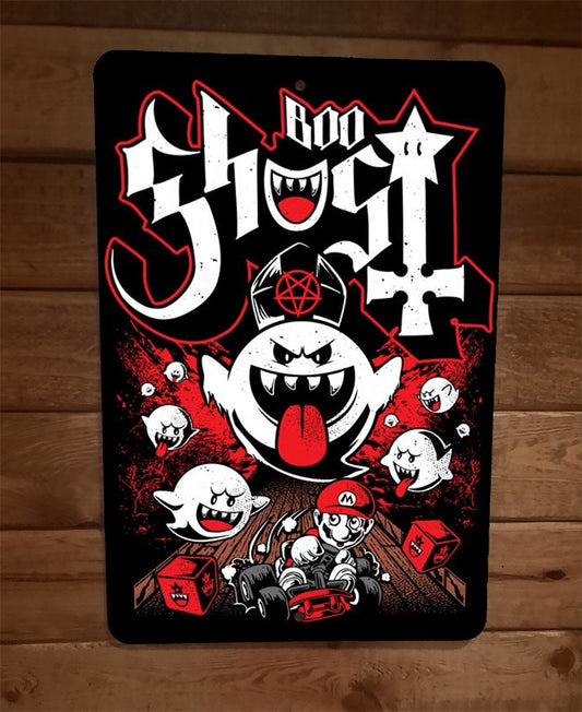 Hail King Boo Ghost Kart Satantic Mario 8x12 Metal Wall Sign Poster Video Game