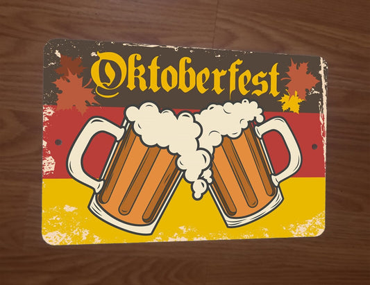 Beer Octoberfest Cheers Artwork 8x12 Metal Wall Bar Sign